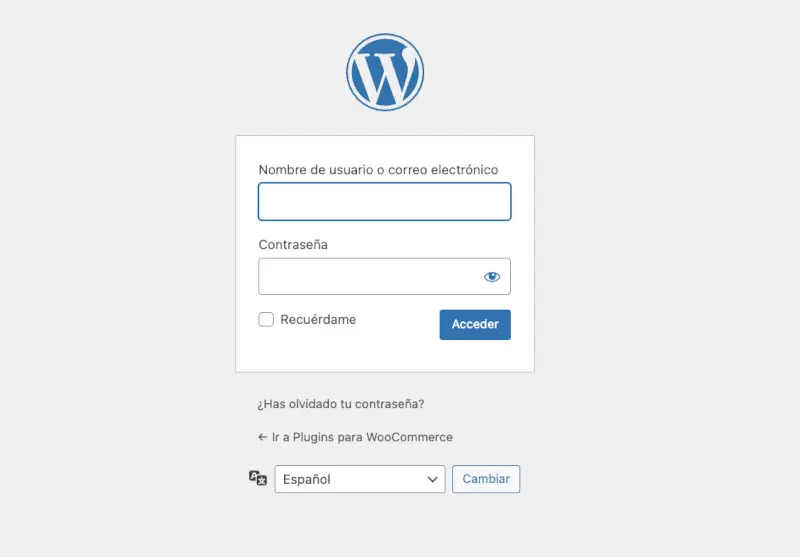 iniciar sesión en wordpress