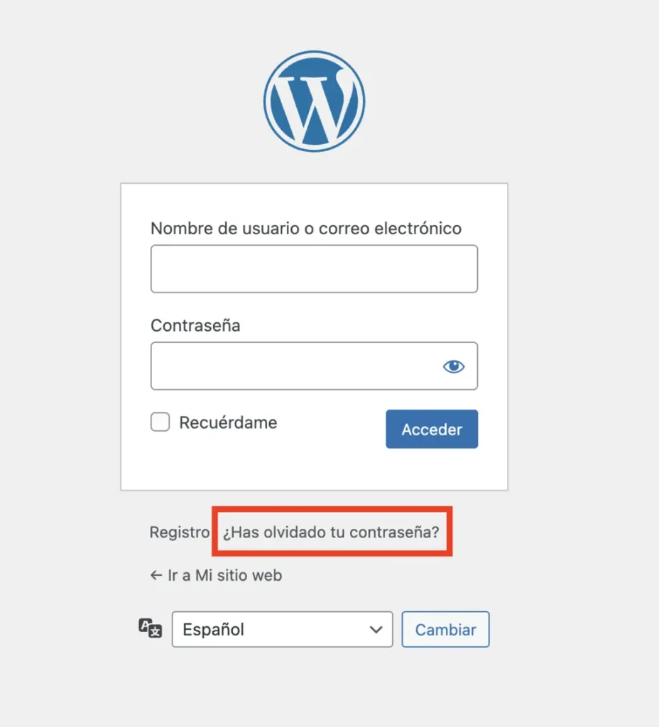 Se muestra el inicio de sesión para la cuenta que tengas en wordpress