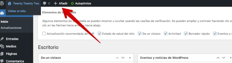 señalización sobre cómo navegar en el dashboard de wordpress