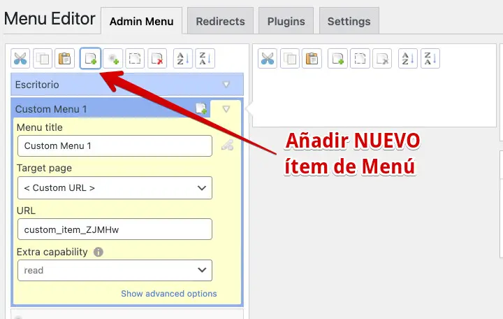 seleccion de nuevo para el menu