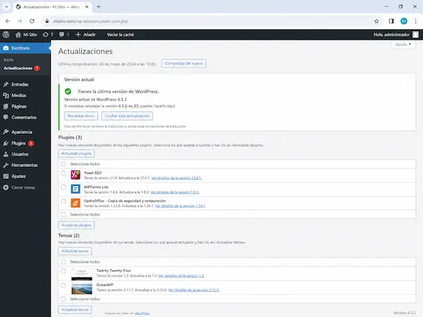 Verifica la version de WordPress