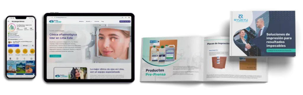 mockups de una agencia de marketing digital en perú