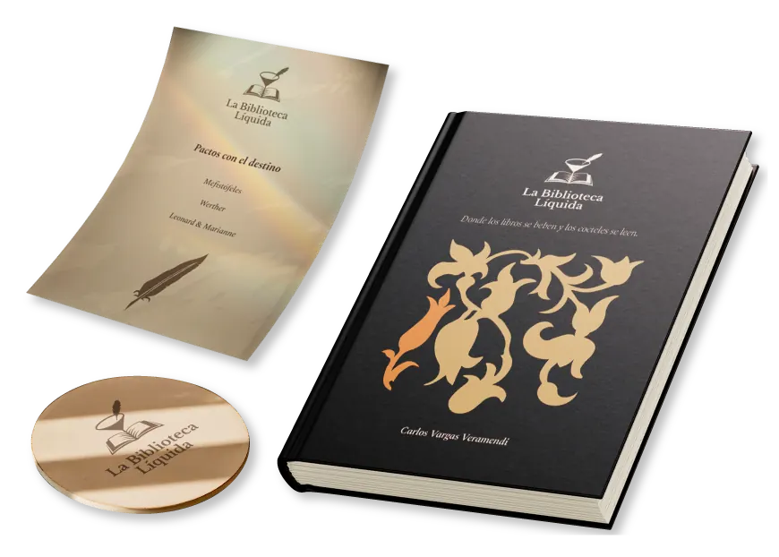 Diseño de identidad de marca para una empresa llamada Biblioteca Líquida