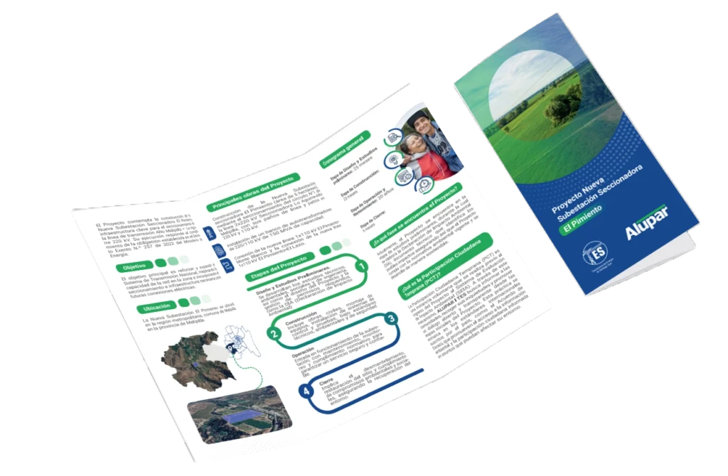 diseño de tríptico corporativo y boletín informativo desarrollado por agencia de diseño gráfico