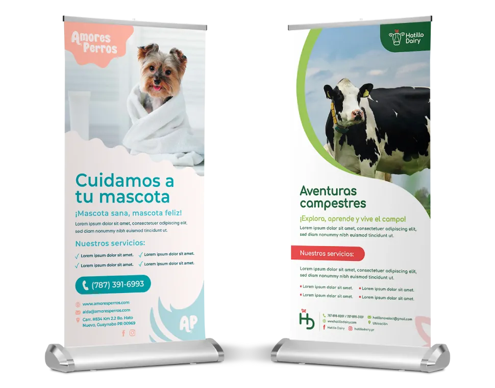 roll up publicitario utilizado como ejemplo en preguntas frecuentes sobre servicios de diseño visual para empresas