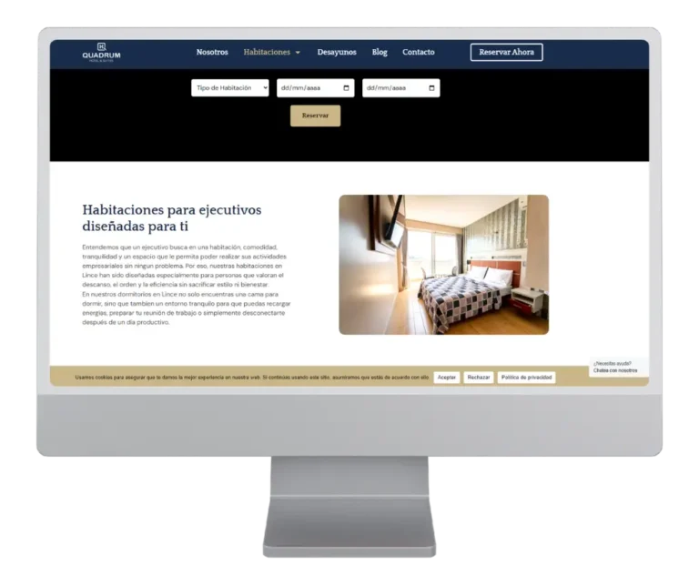 Agencia de marketing para hoteles mostrando diseño web optimizado para reservas directas