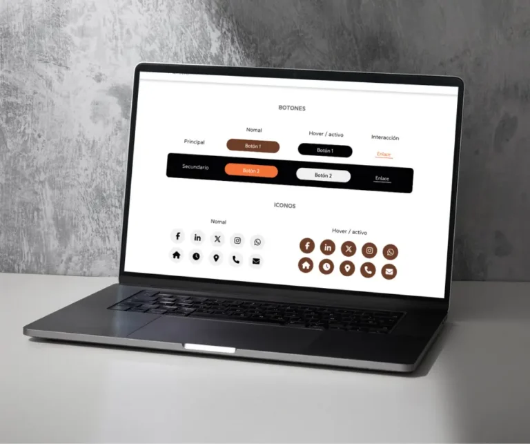 Agencia de diseño web mostrando guía de estilos para interfaces digitales profesionales.