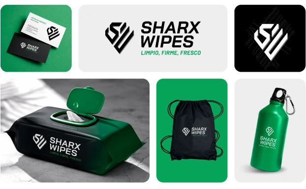 Diseño de branding para la marca Sharx wipes