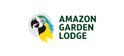 Logotipo de Amazon Garden Lodge con ilustración de tucán y texto en mayúsculas, cliente de Onza Marketing