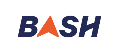 Logo de Bash con letras azules y letra A en color naranja