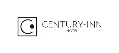 Logo de Century-Inn Hotel con isotipo cuadrado y tipografía negra