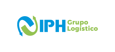 Logo de IPH Grupo Logístico con isotipo circular azul y verde