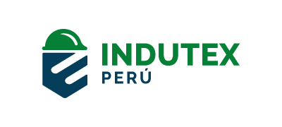 Logo de Indutex Perú con isotipo verde y azul y tipografía corporativa