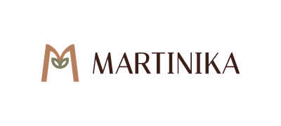 Logo de Martinika con monograma marrón y tipografía elegante