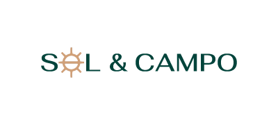 Logo de Sol & Campo con símbolo de sol y tipografía verde