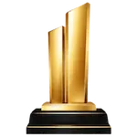 Trofeo dorado del Premio Mype 2015 sobre base negra